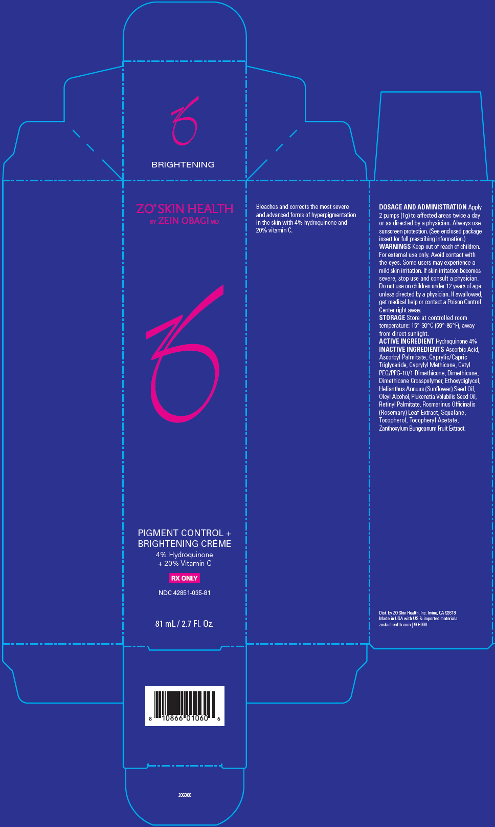 Pill image for Zo® Skin Health Pigment Control + Brightening Crème 4% Hydroquinone + 20% Vitamin C