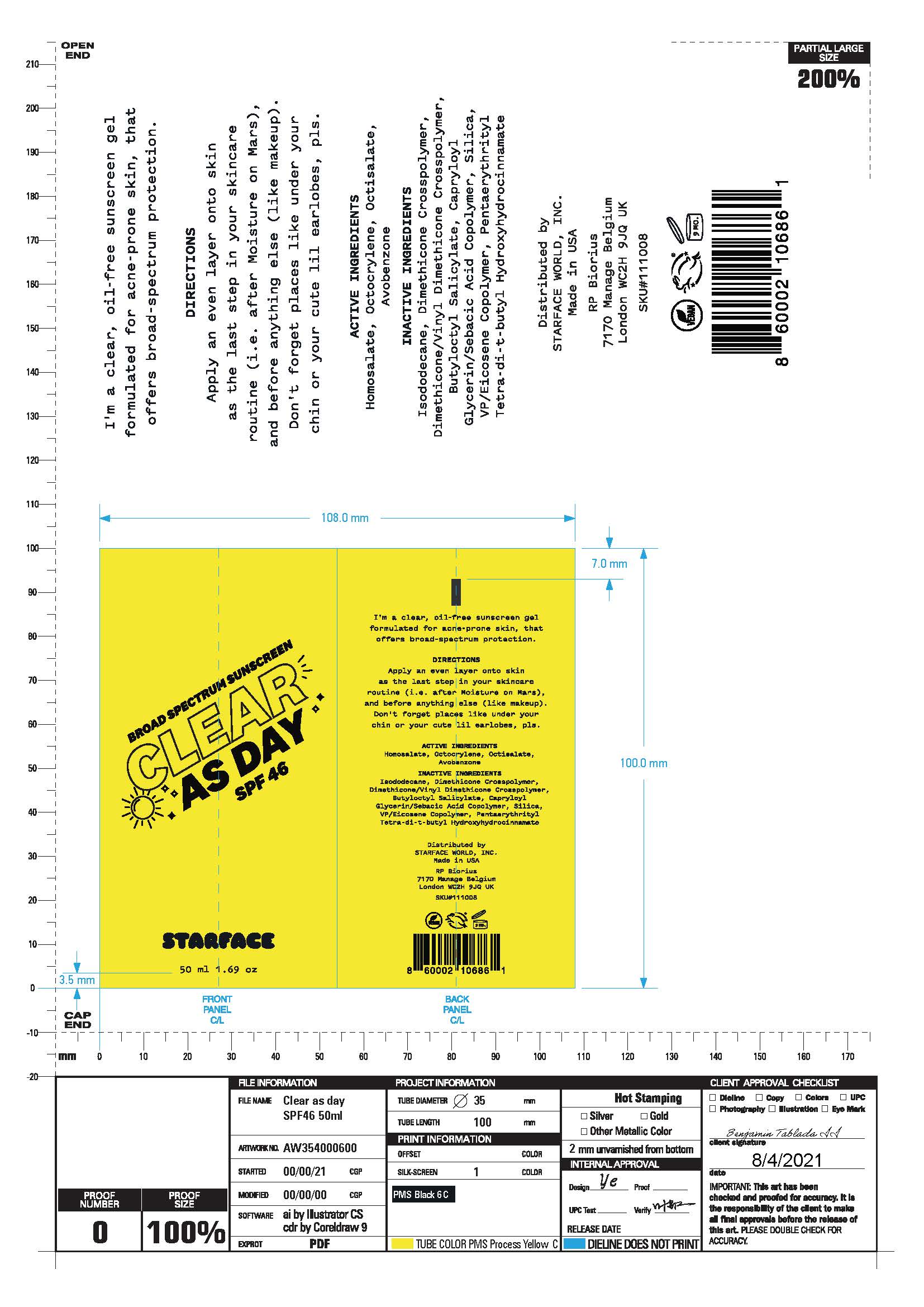 Pill image for Broad Spectrum Sunscreen Clear As Day Spf 46 Starface