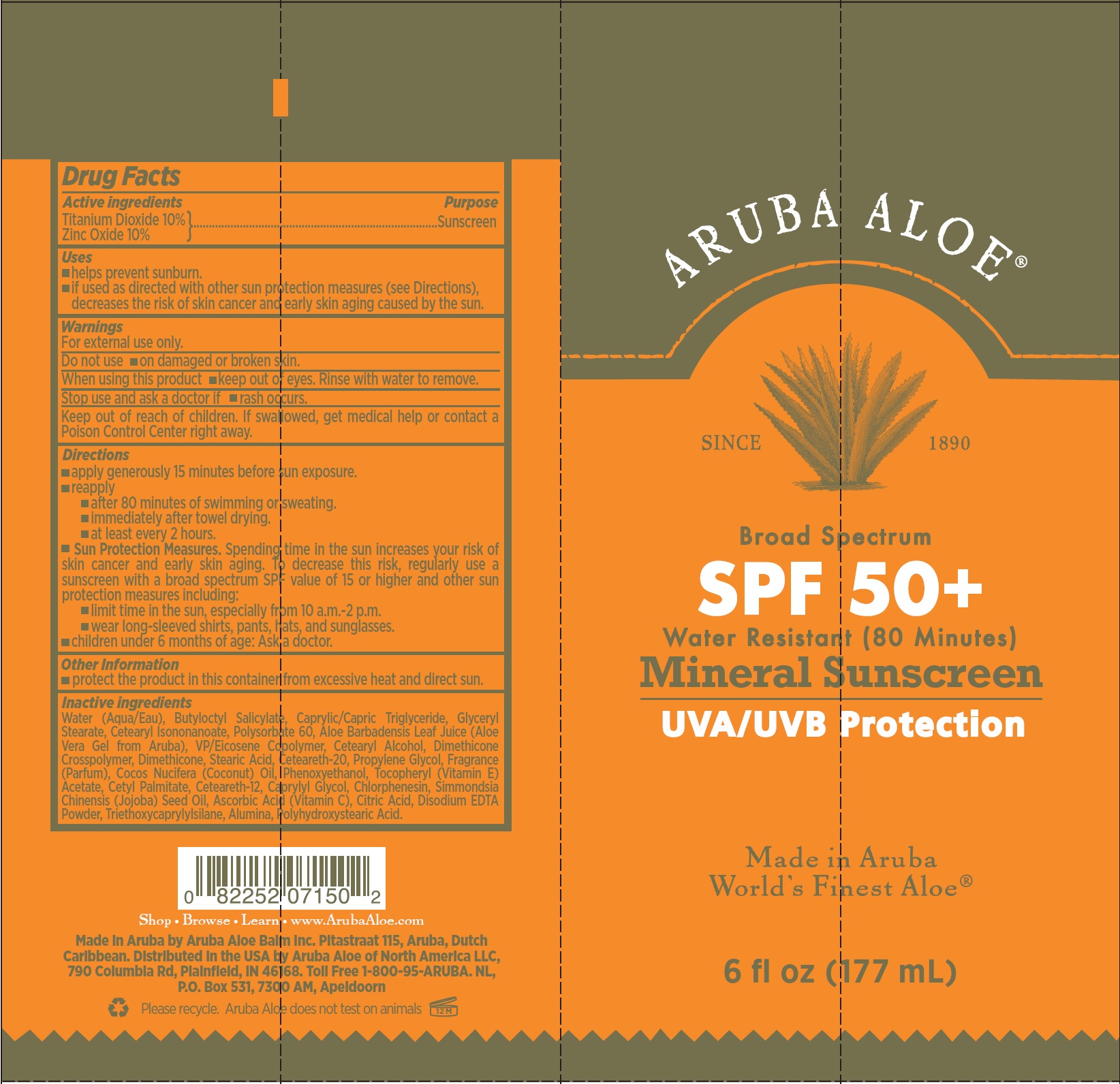 Pill image for Aruba Aloe Spf 50+ Mineral Sunscreen