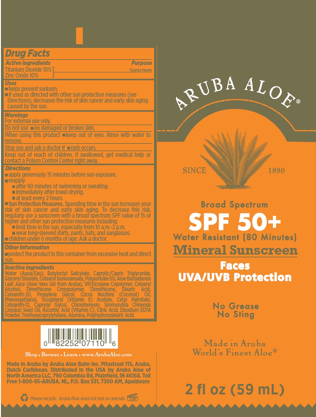 Pill image for Aruba Aloe Spf 50+ Mineral Sunscreen Faces