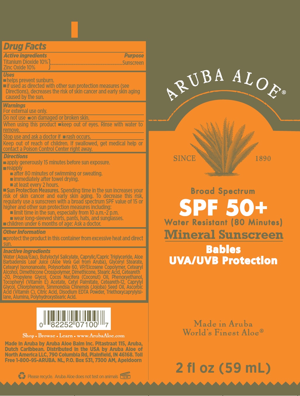 Pill image for Aruba Aloe Spf 50+ Mineral Sunscreen Babies
