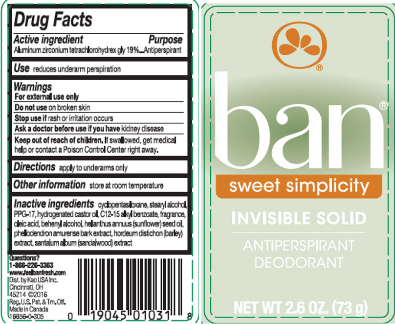 Pill image for Ban Invisible Solid Antiperspirant Deodorant Sweet Simplicity