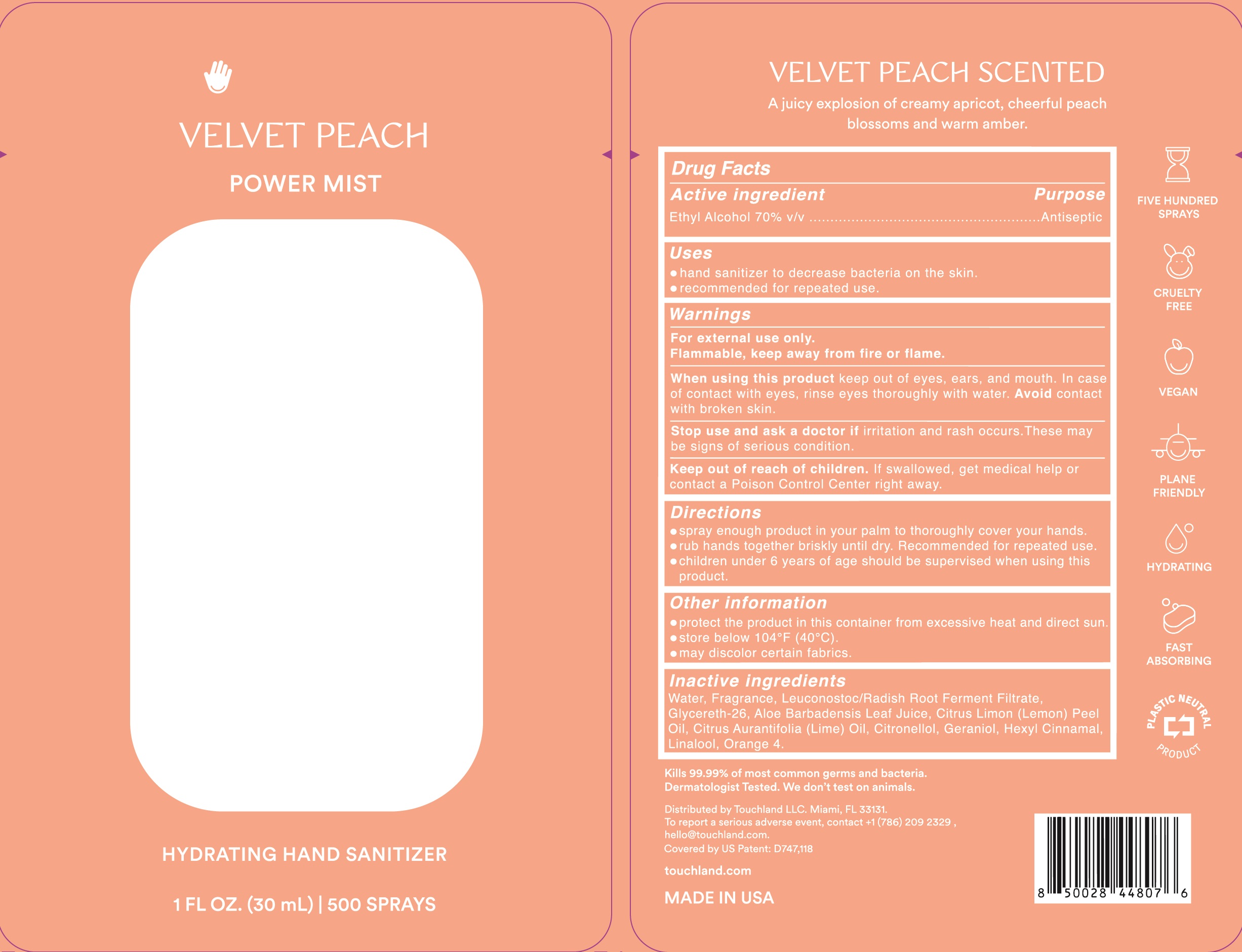 Pill image for touchland hand sanitizer - velvet peach