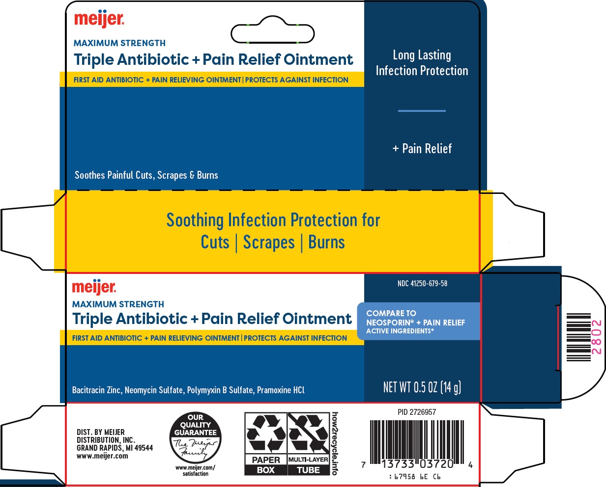 Pill image for Meijer Distribution, Inc. Triple Antibiotic + Pain Relief Ointment Drug Facts