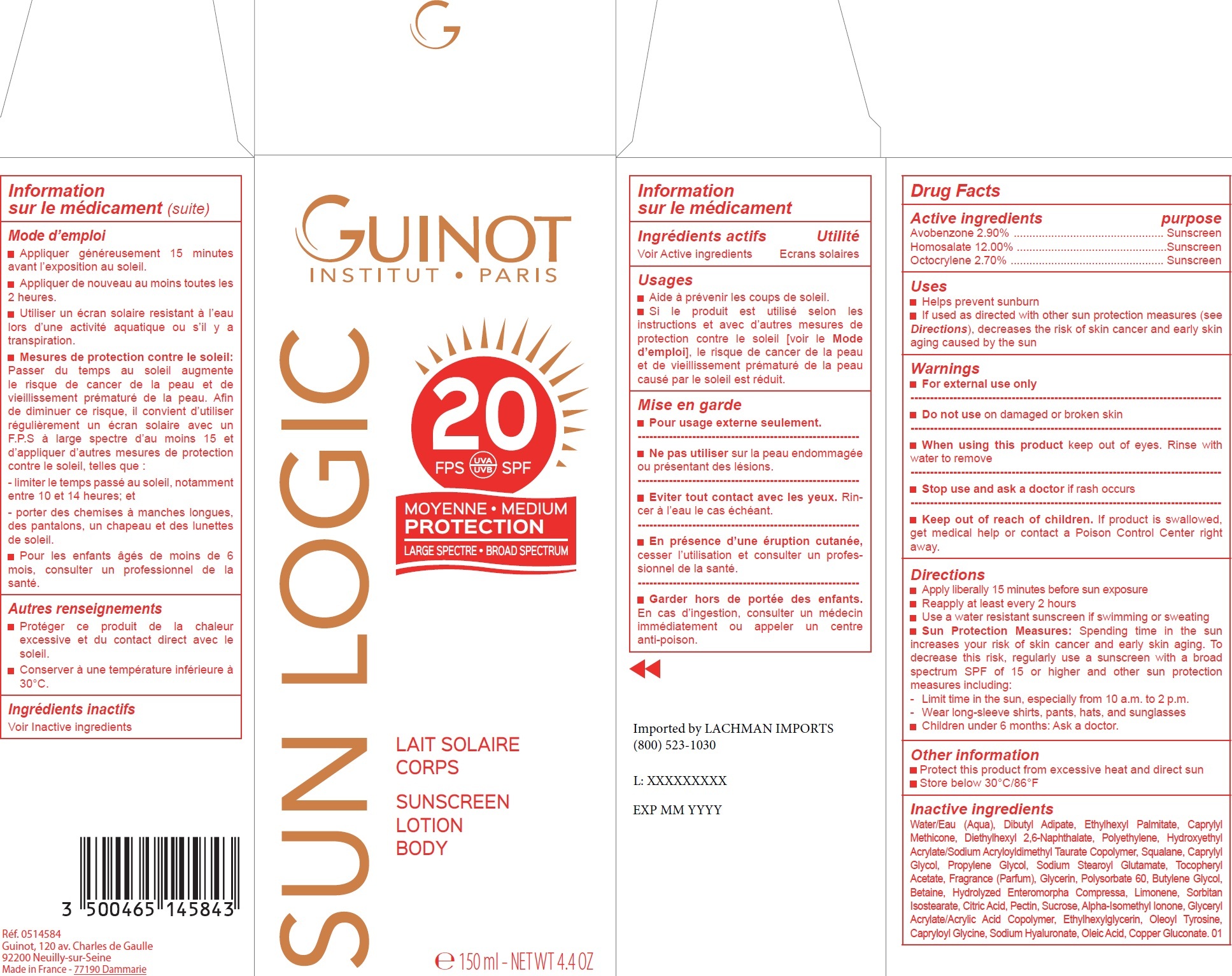 Pill image for Sun Logic Lait Solaire Corps Spf 20