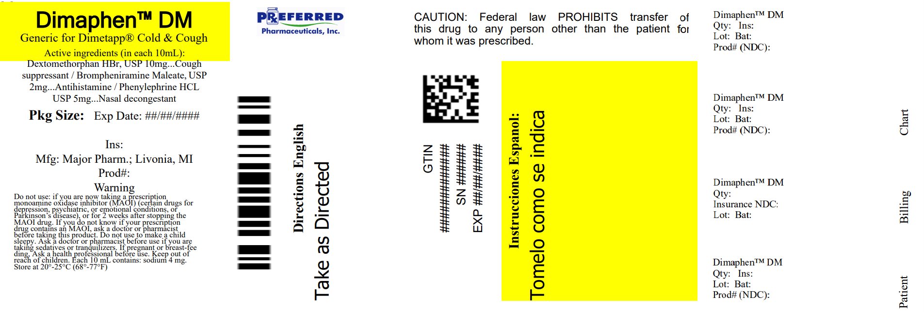 Pill image for Major Pharmaceuticals Children’s Dimaphen Dm Drug Facts