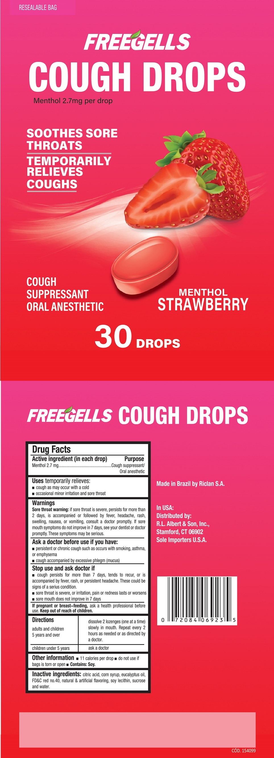 Pill image for Freegells Cough Drops Menthol Strawberry