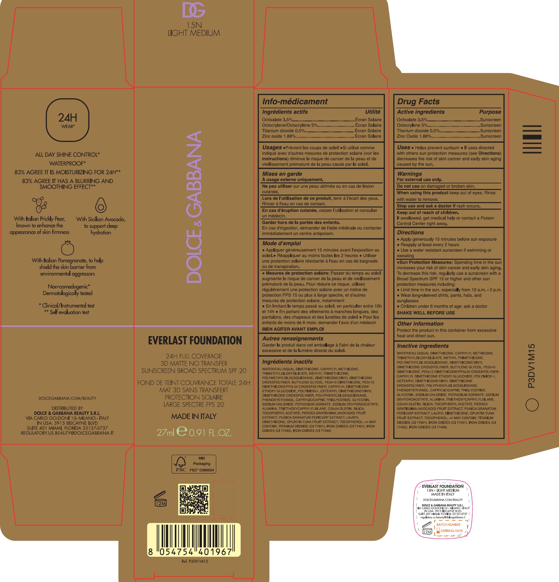 Pill image for Dolce & Gabbana Everlast Foundation Spf 20 - 15n Light Medium