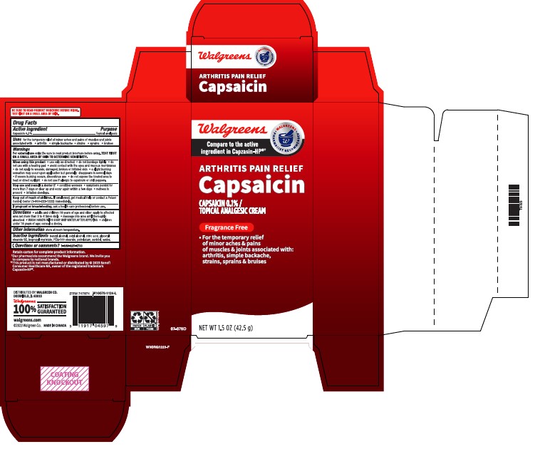 Pill image for Walgreens Arthritis Pain Relief Capsaicin Topical Analgesic Cream