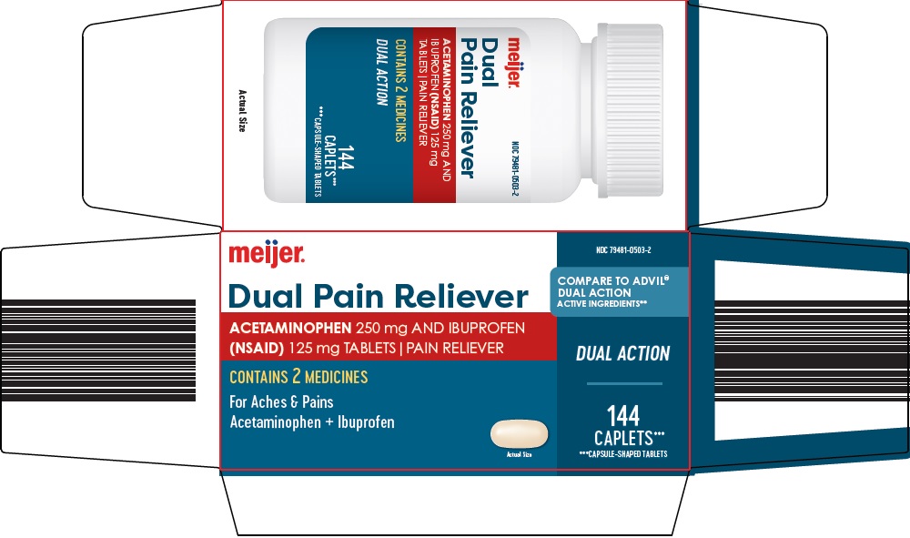 Pill image for Meijer Distribution, Inc. Dual Pain Reliever Drug Facts