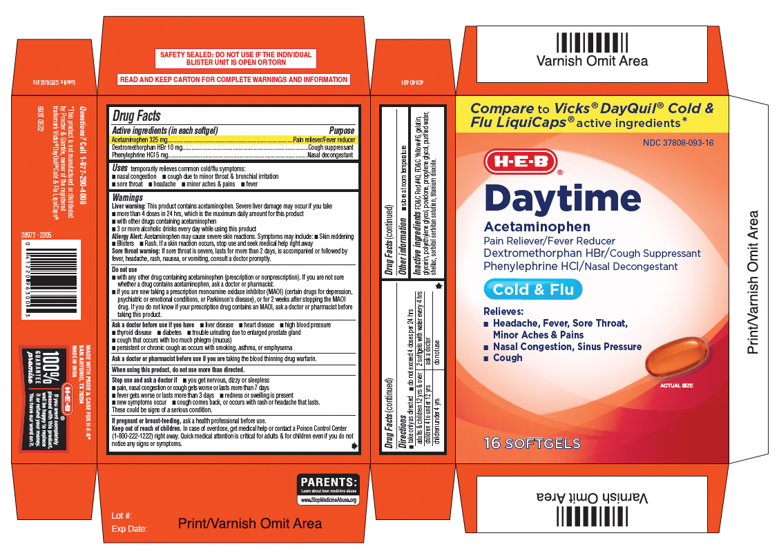 Pill image for 693t Heb 37808-093 Daytime Cold & Flu Softgels 16 Count