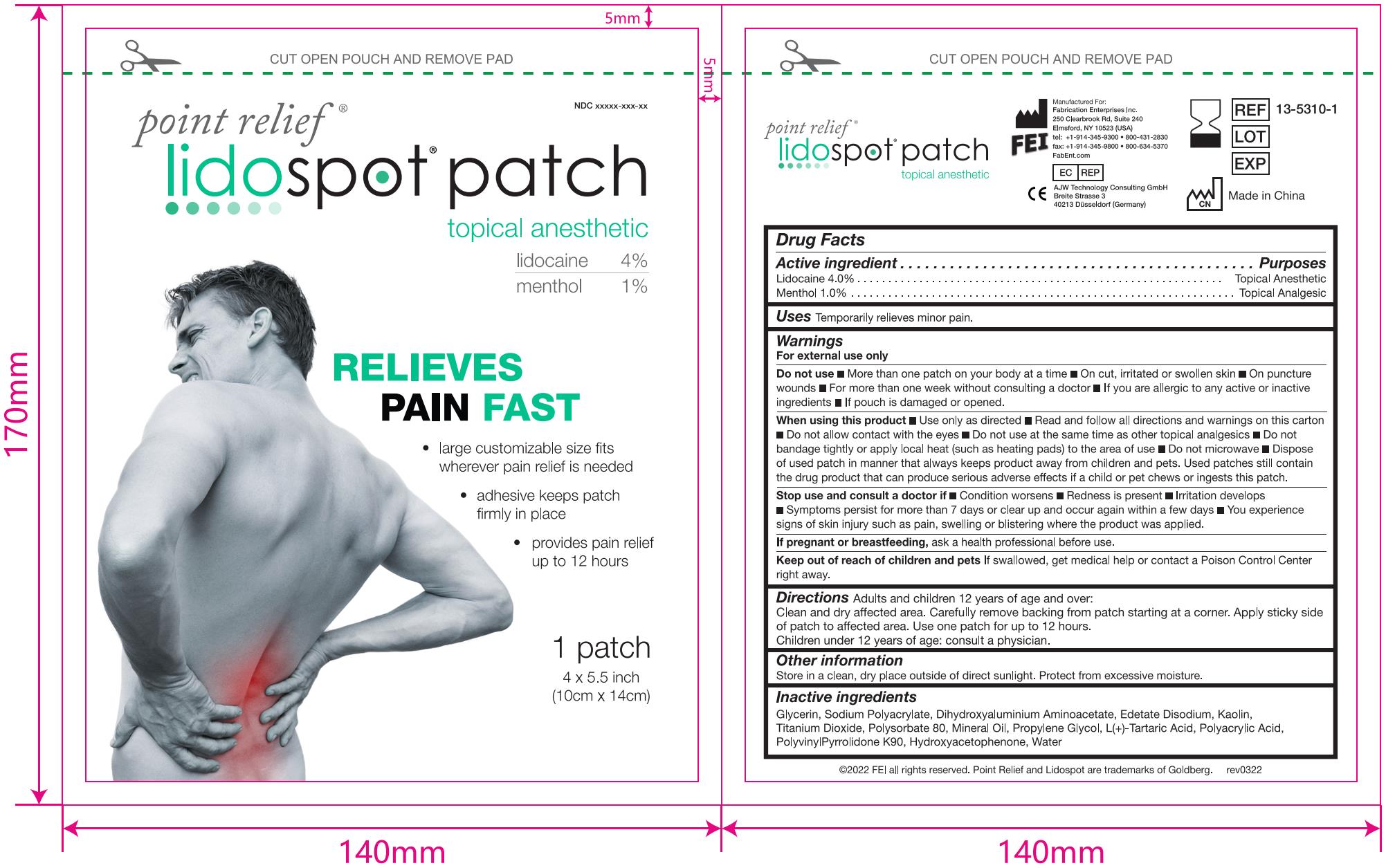 Pill image for Fei Lidocaine&menthol Pain Relief Gel-patch, 5 Patches