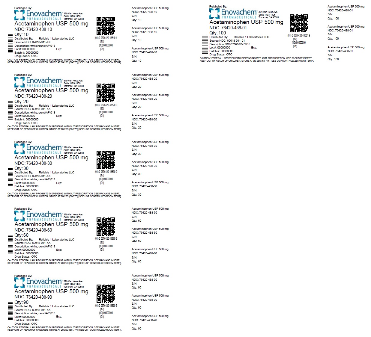 Pill image for Acetaminophen 500 Mg Tablet