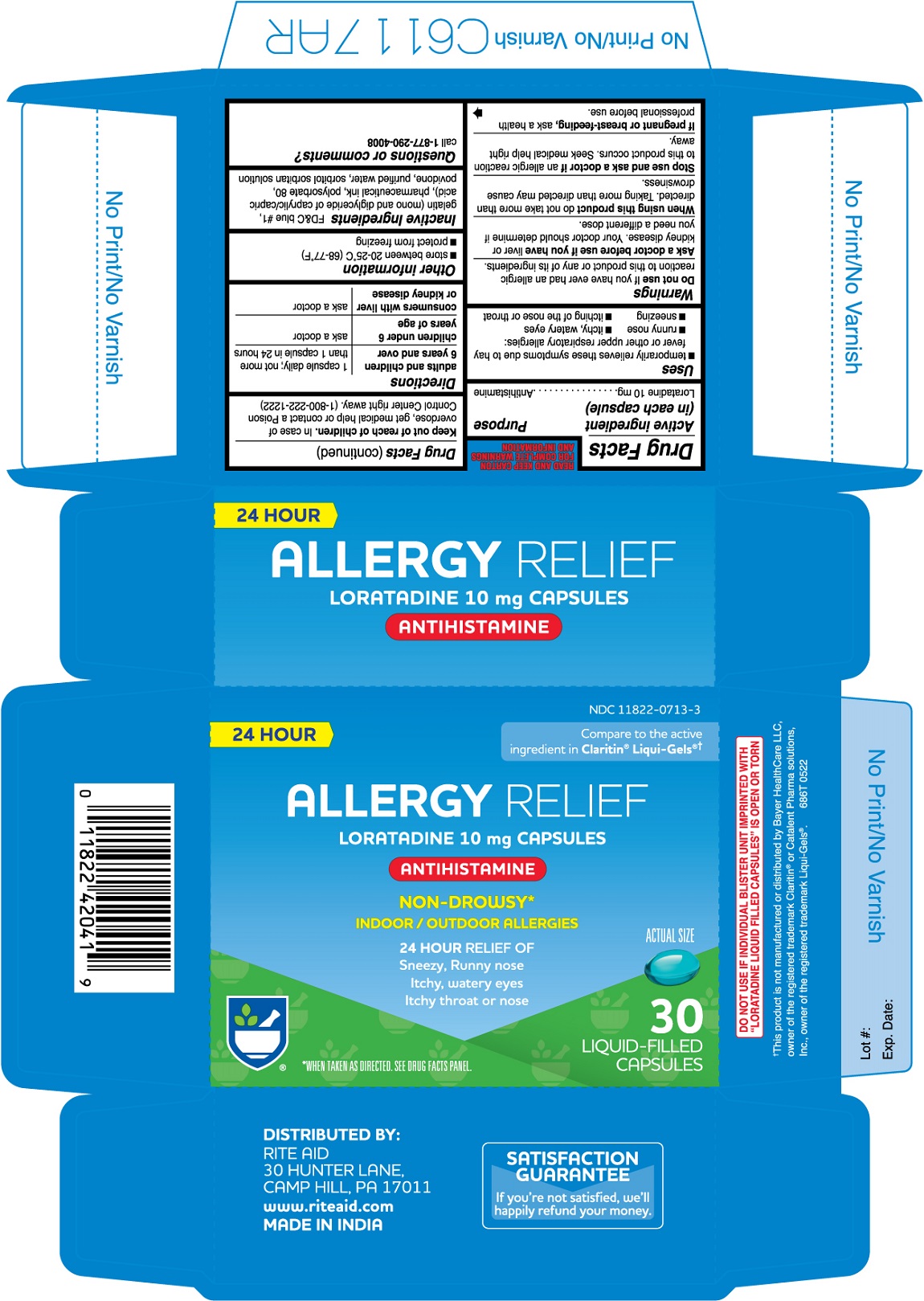 Pill image for 686t Rite Aid 11822-0713 Loratadine Softgels 10 Mg 30 Ct