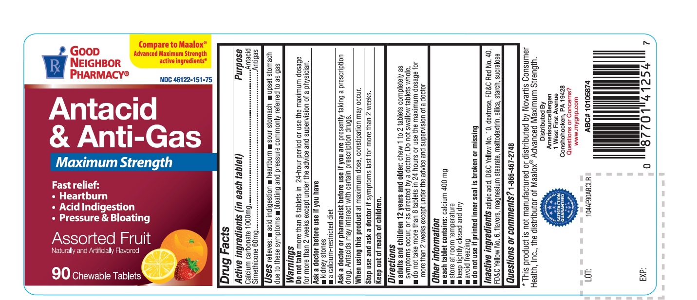 Pill image for Good Neighbor Pharmacy Antacid And Anti-gas Maximum Strength Assorted Fruit