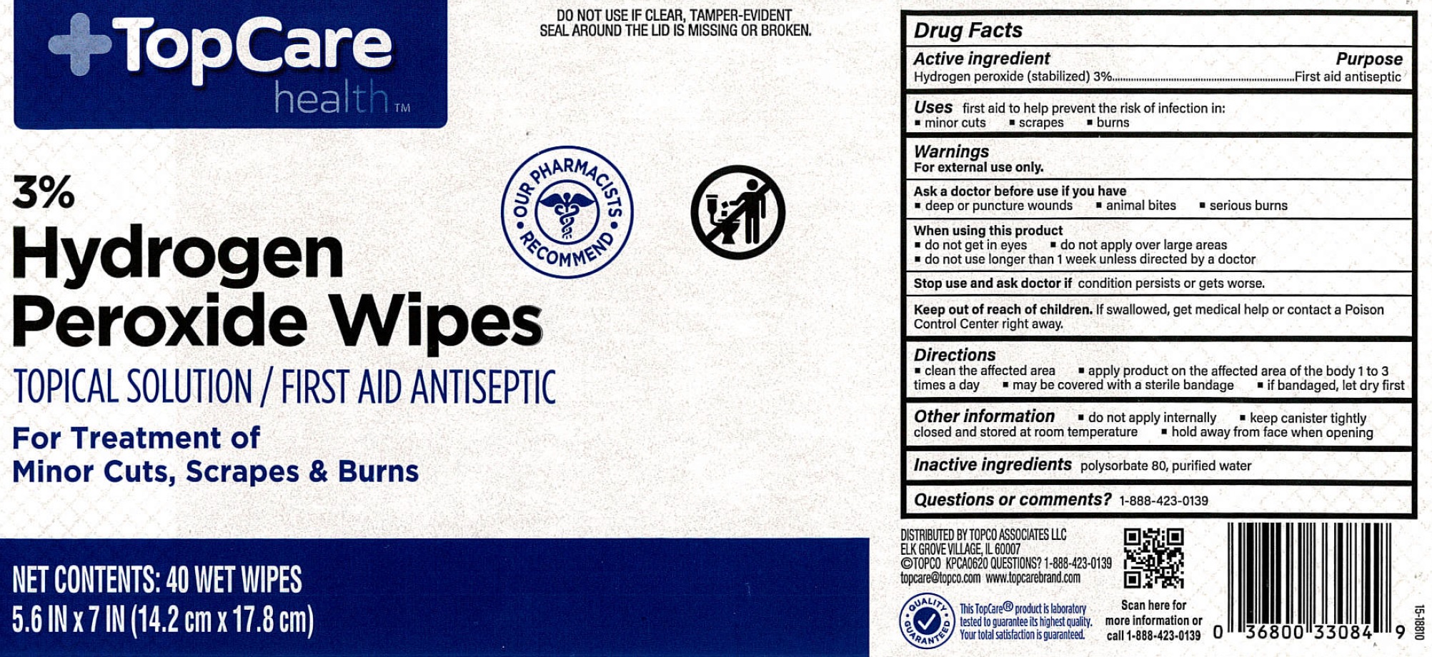 Pill image for Topcare 3% Hydrogen Peroxide Wipes