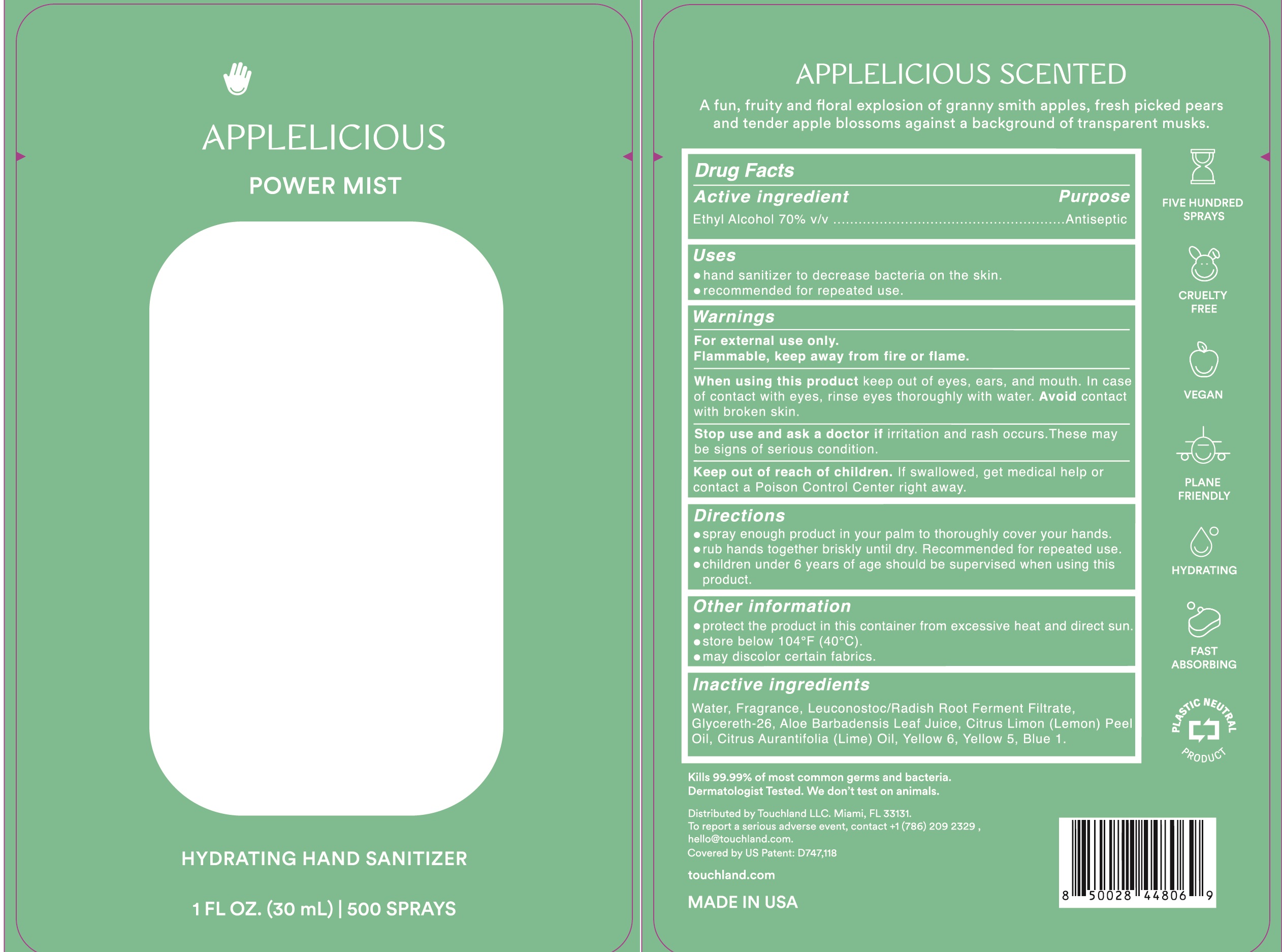 Pill image for touchland hand sanitizer - applelicious