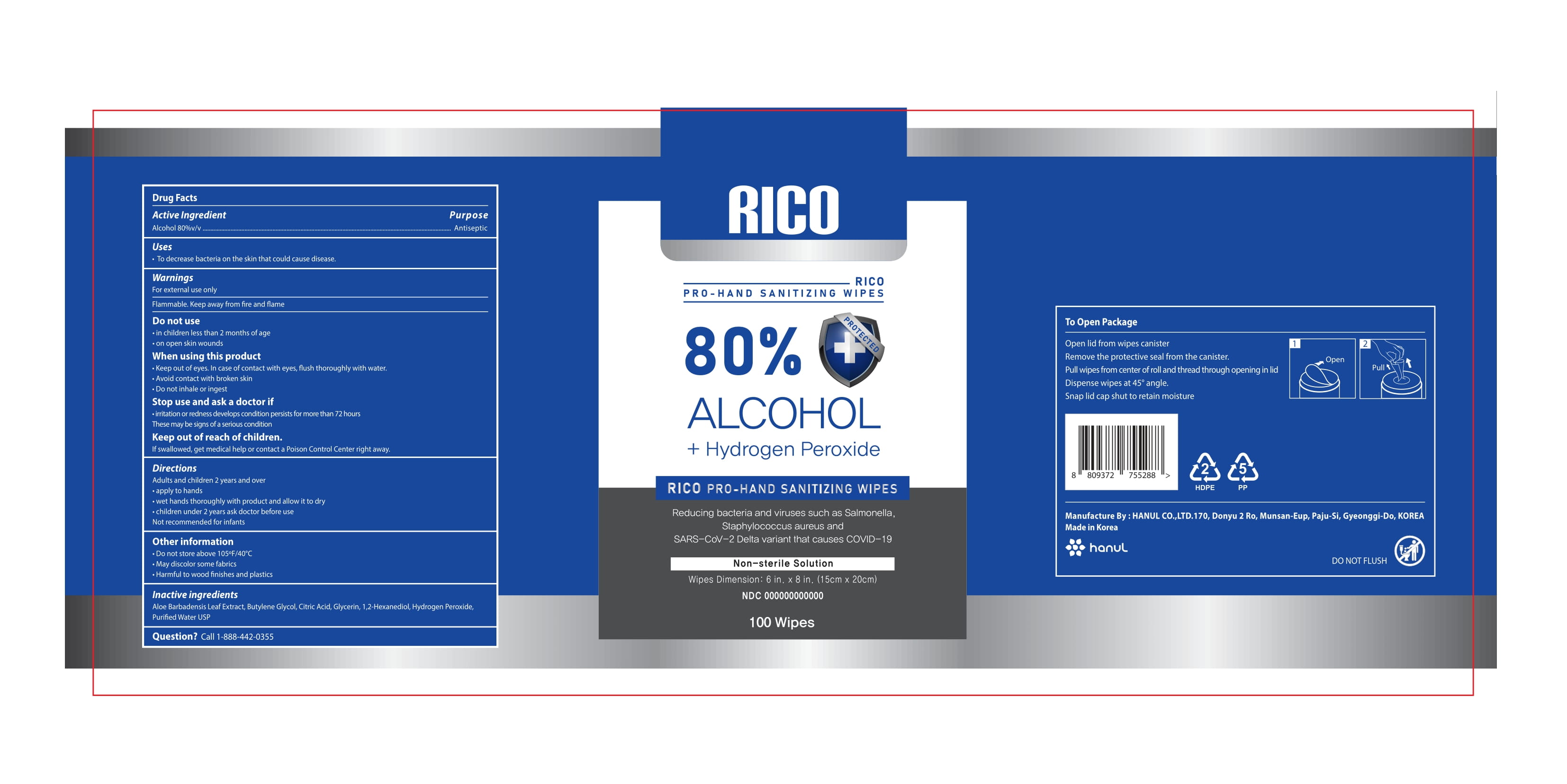 Pill image for Rico Pro-hand Sanitizing Wips 80% Alcohol + Hydrogen Peroxide