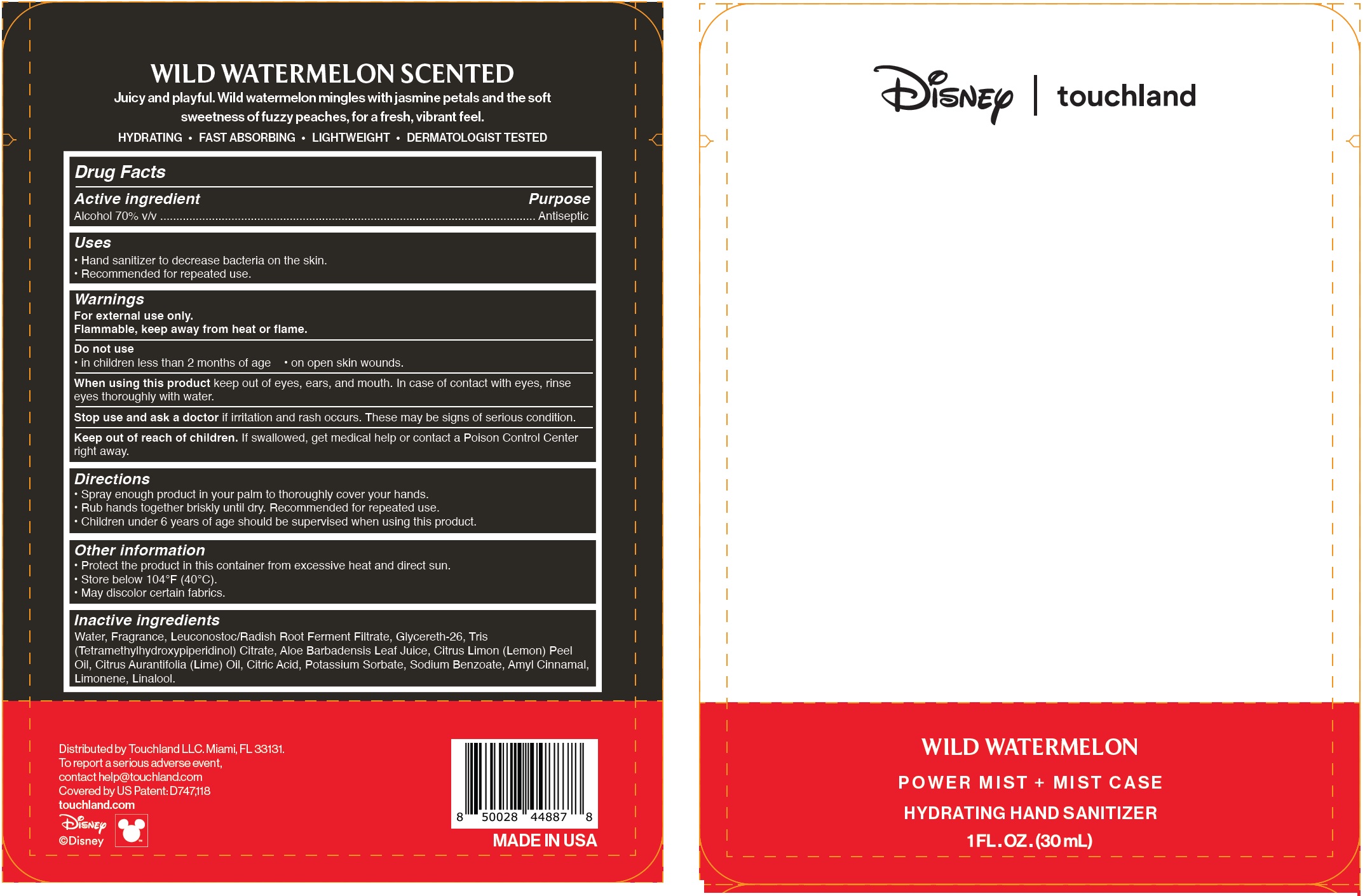 Pill image for disney touchland power mist hydrating hand sanitizer, wild watermelon