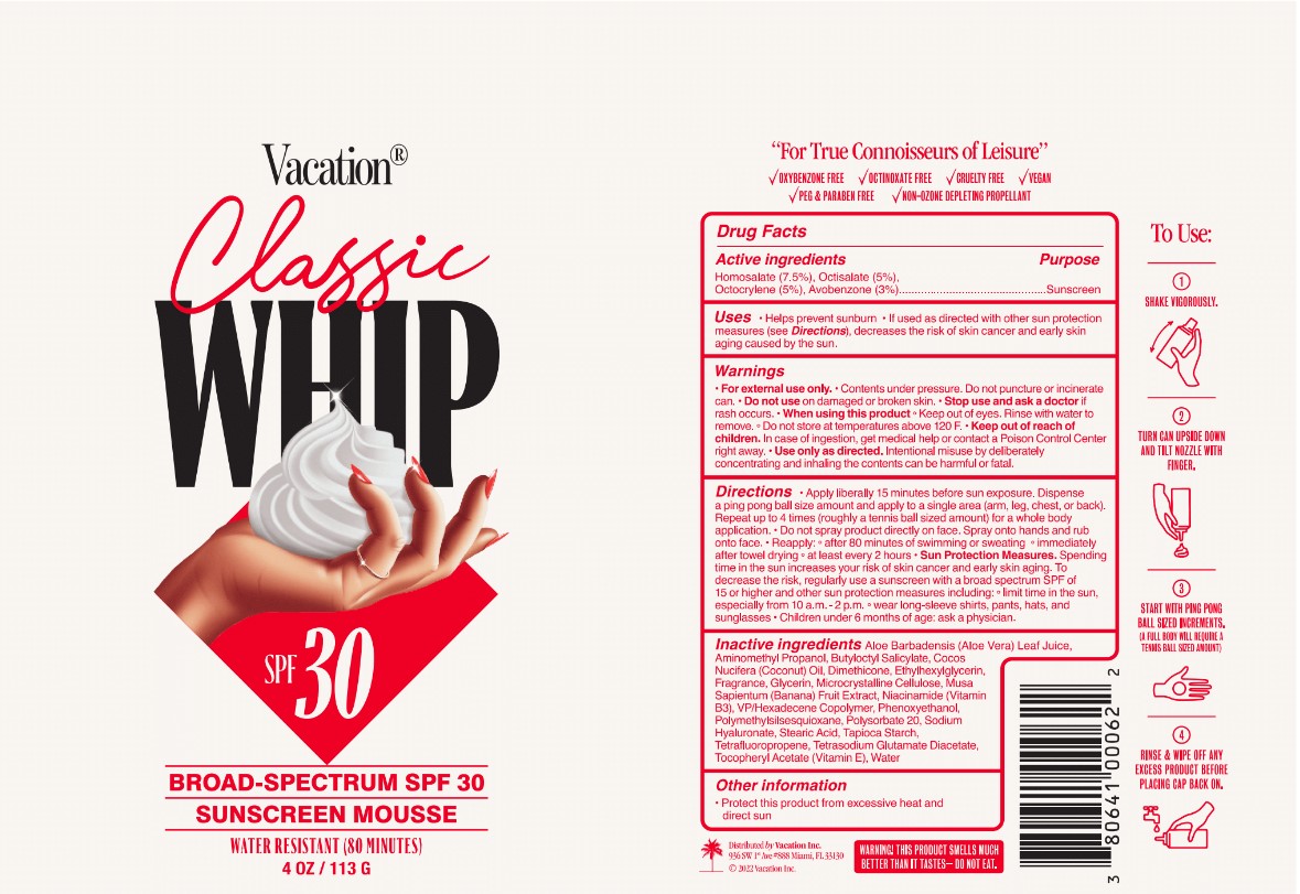 Pill image for Vacation Classic Whip Broad Spectrum Spf 30 Sunscreen Mousse