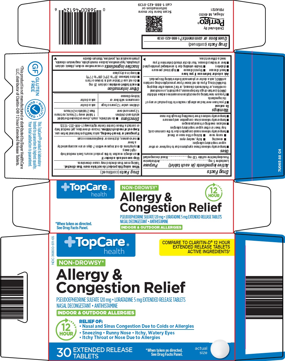 Pill image for Topco Associates Llc. Allergy & Congestion Relief Drug Facts