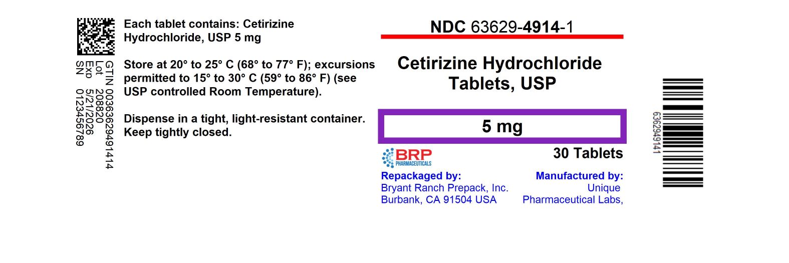 Pill image for Cetirizine Hydrochloride Tablets Usp