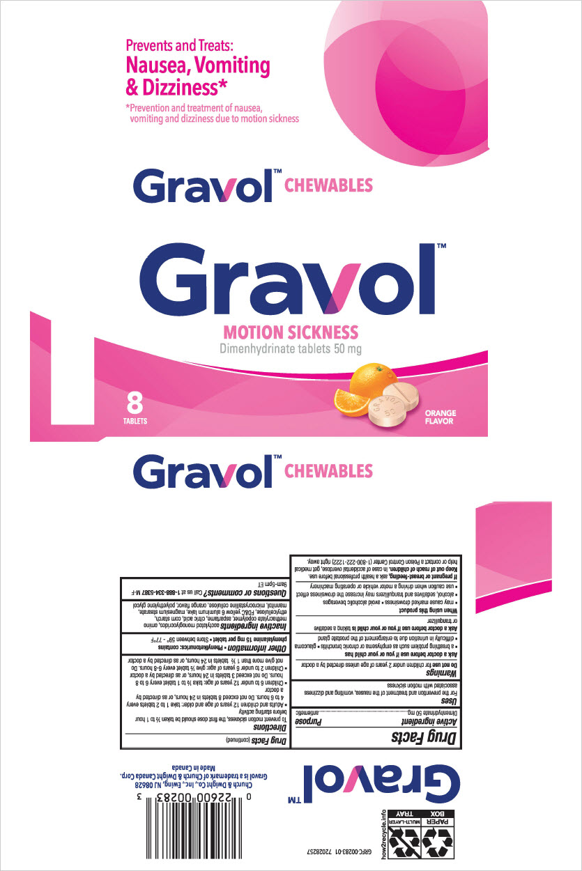 Pill image for Gravol™ Chewables Motion Sickness Dimenhydrinate