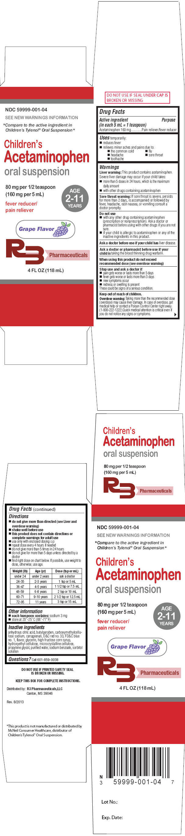 Pill image for children's acetaminophen oral suspension
