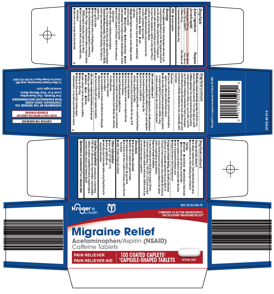 Pill image for Kroger Co. Migraine Relief Drug Facts