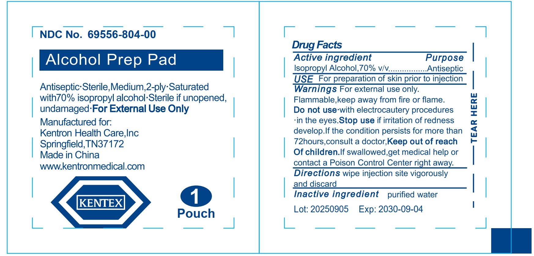 Pill image for kentex alcohol prep pad saturated with 70% isopropyl alcohol