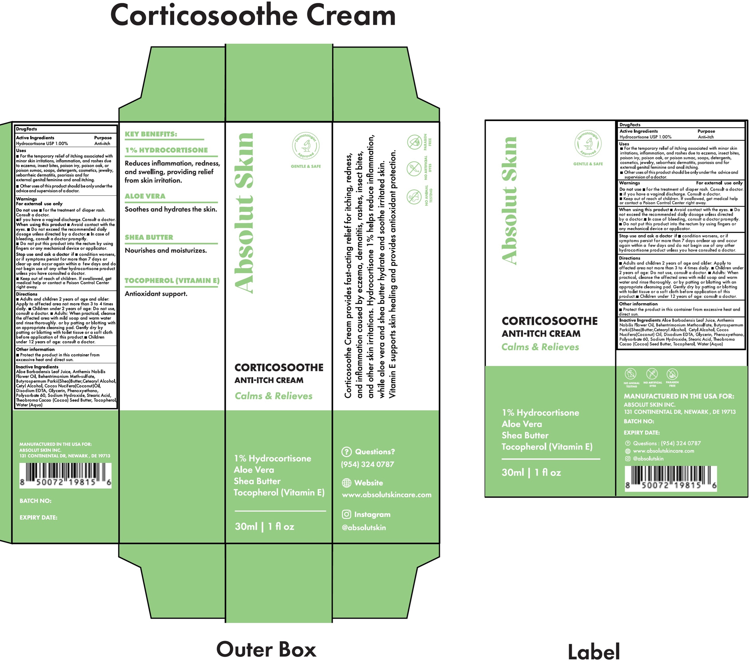 Pill image for Absolut Skin Corticosoothe Anti-itch Cream