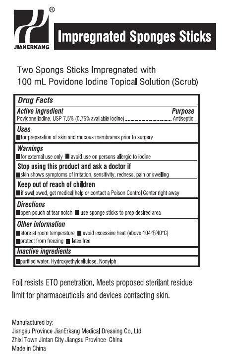 Pill image for Impregnated Winged Sponges - Two Sponges Sticks Impregnated With 100ml Providone Iodine (scrub)