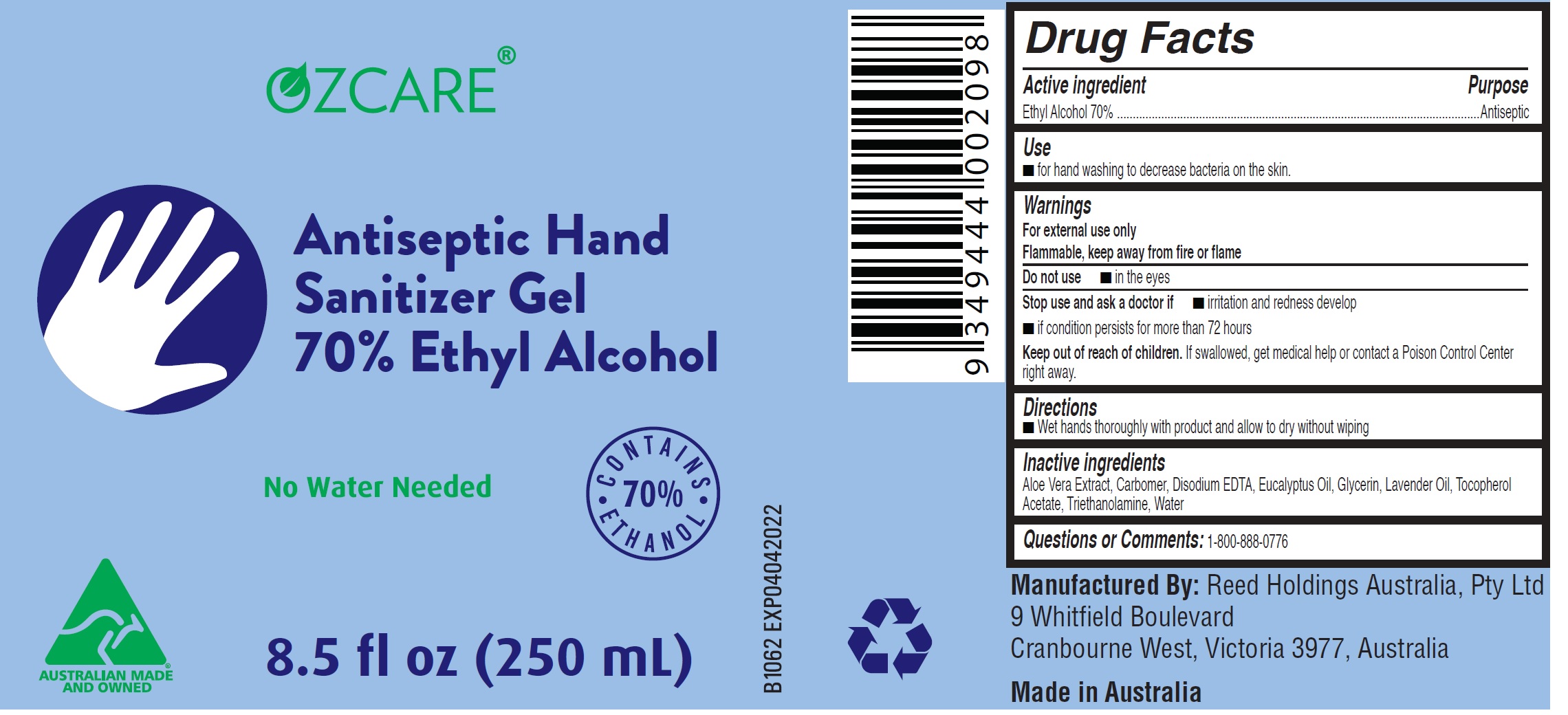 Pill image for Ozcare Antiseptic Hand Sanitizer Gel
