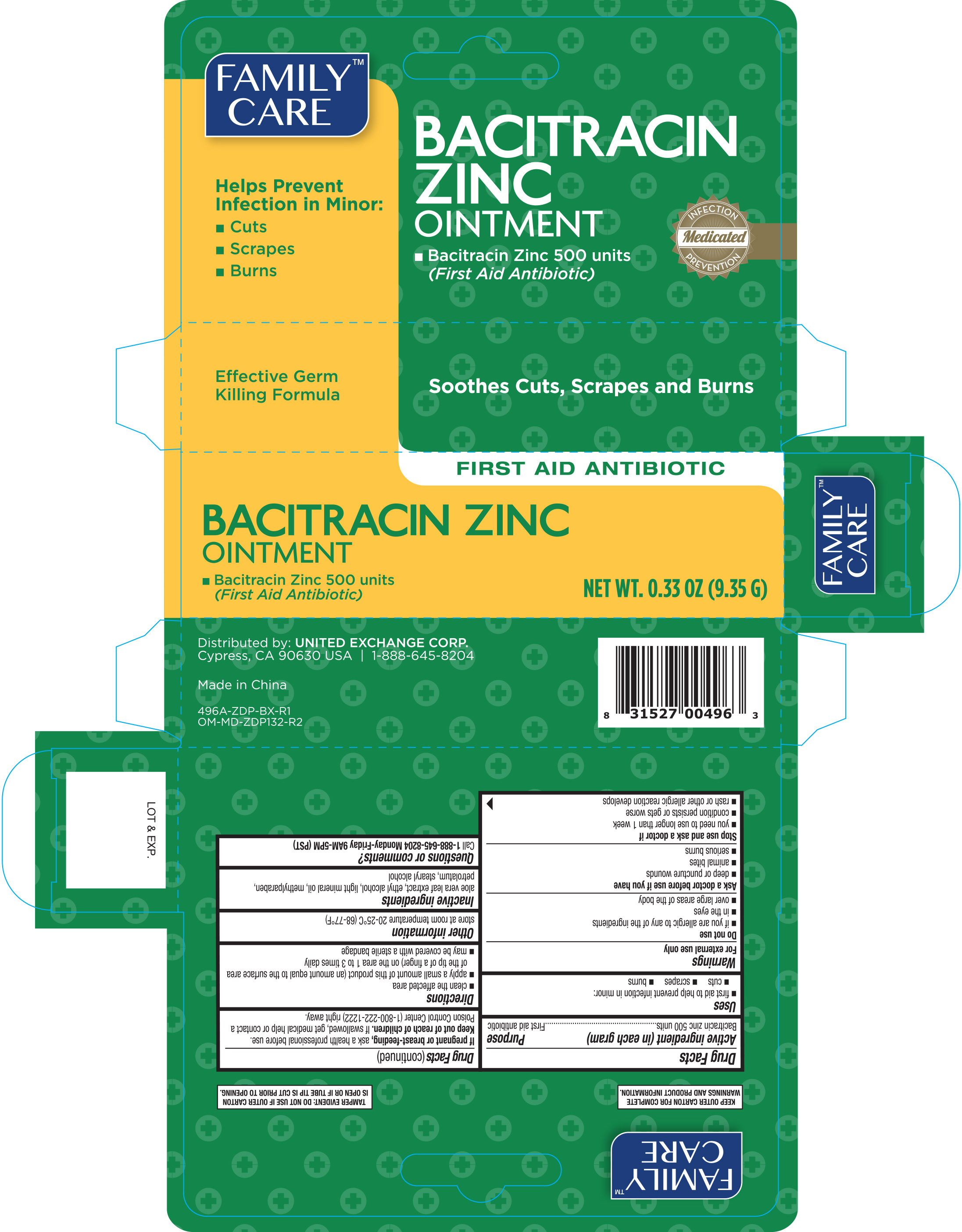 Pill image for Family Care Bacitracin Zinc Ointment 0.33 Oz 496a Zdp