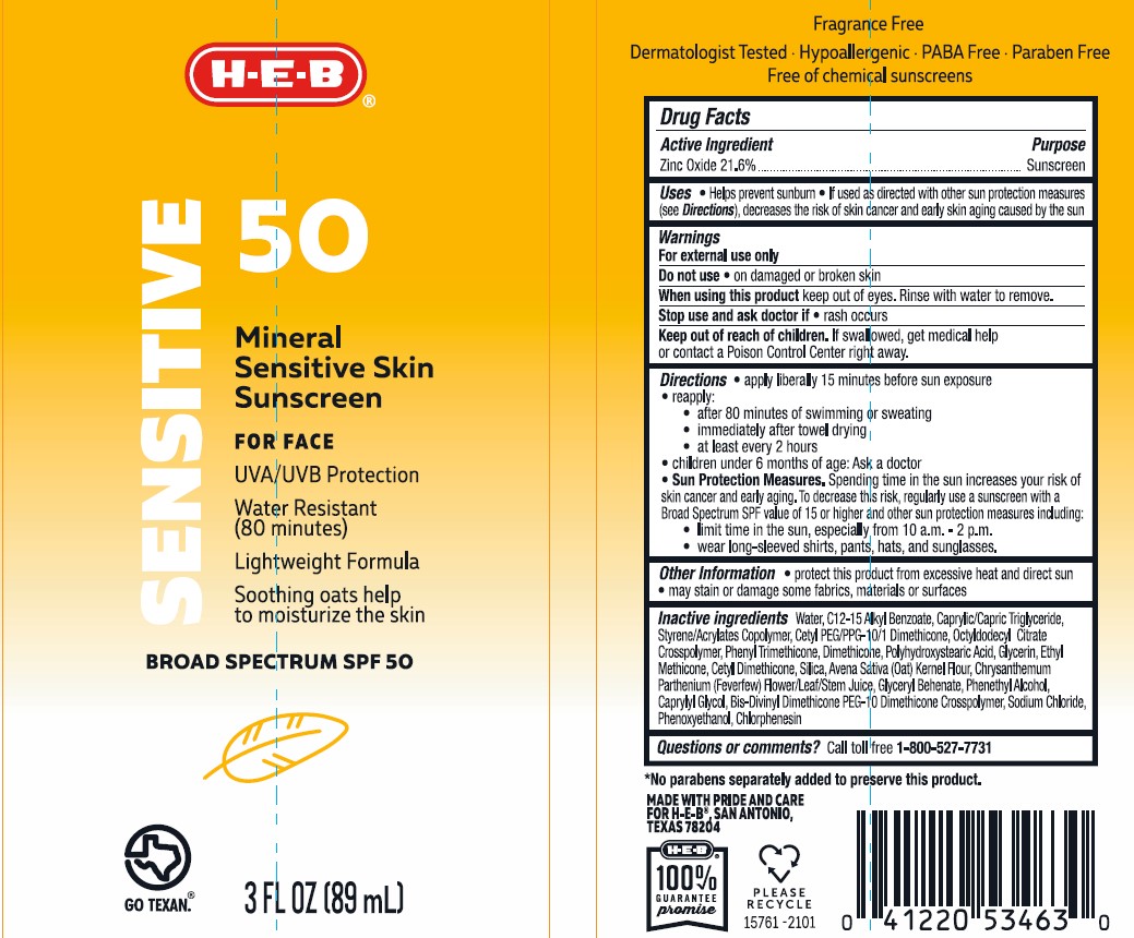 Pill image for Heb Sensitive 50 Mineral Sensitive Skin Sunscreen For Face