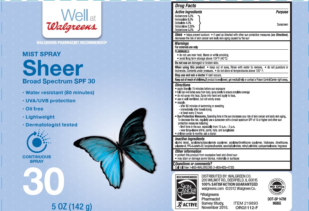 Pill image for Well At Walgreens Mist Spray Sheer Broad Spectrum Broad Spectrum Spf 30