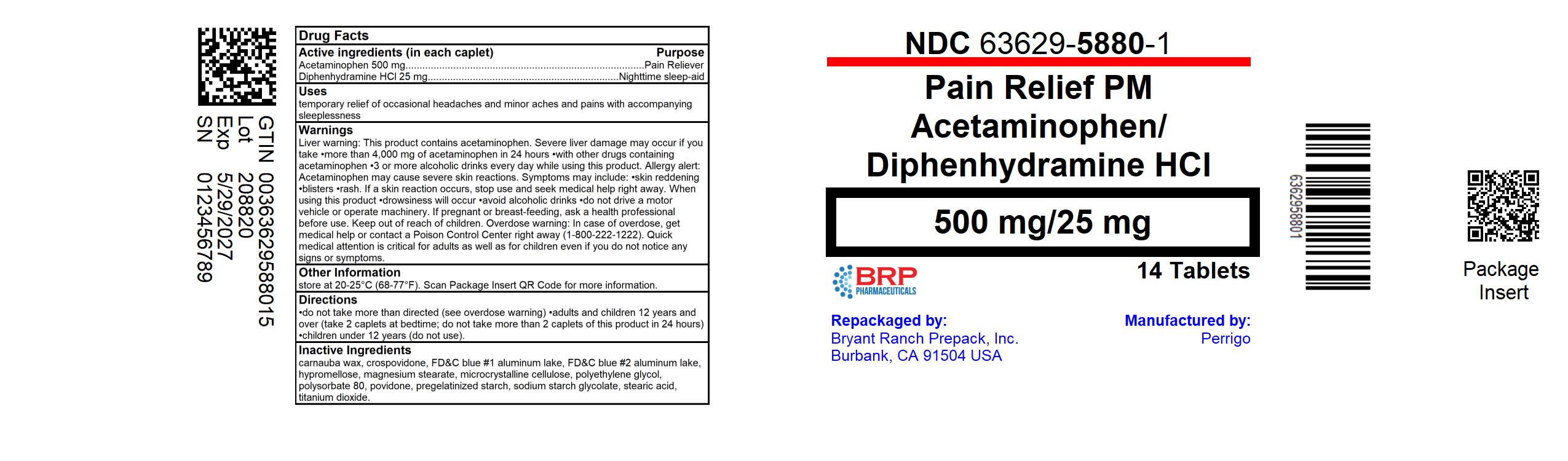 Pill image for Perrigo Pain Relief Pm Drug Facts