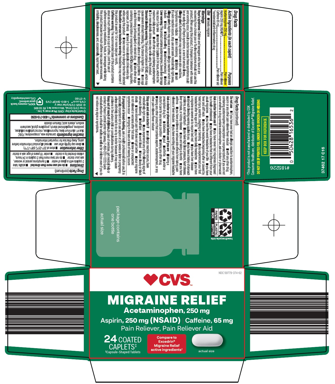 Pill image for Cvs Pharmacy, Inc. Migraine Relief Drug Facts