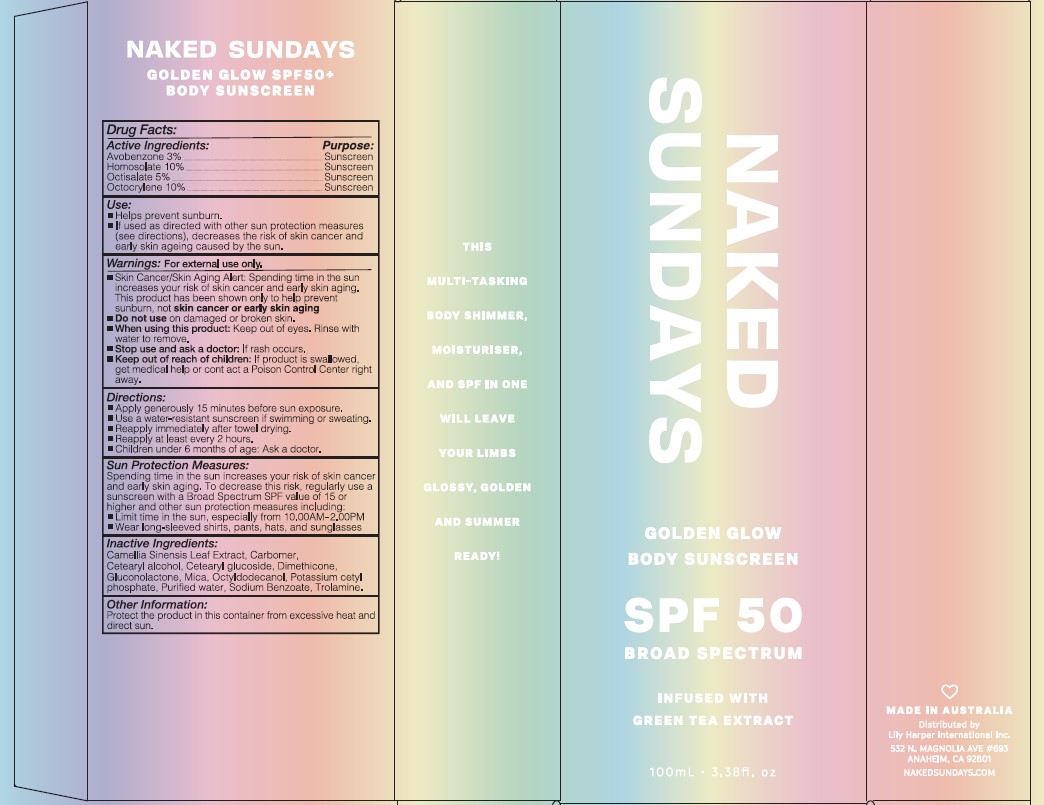 Pill image for naked sundays golden glow body sunscreen spf50 100ml