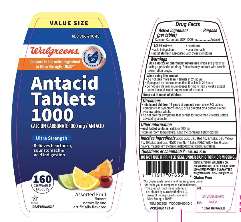 Pill image for Walgreens Antacid Tablets 1000 Calcium Carbonate 1000 Mg Ultra Strength Assorted Fruits Flavor 160 Chewable Tablets