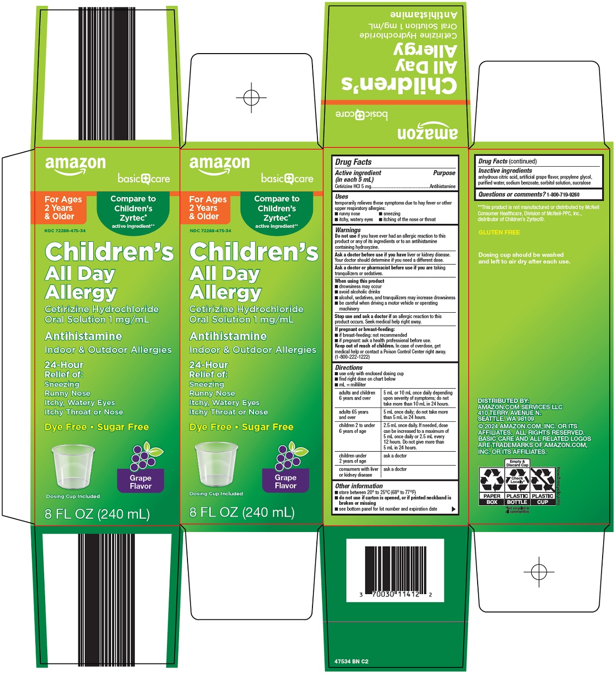 Pill image for Amazon Children’s All Day Allergy Drug Facts