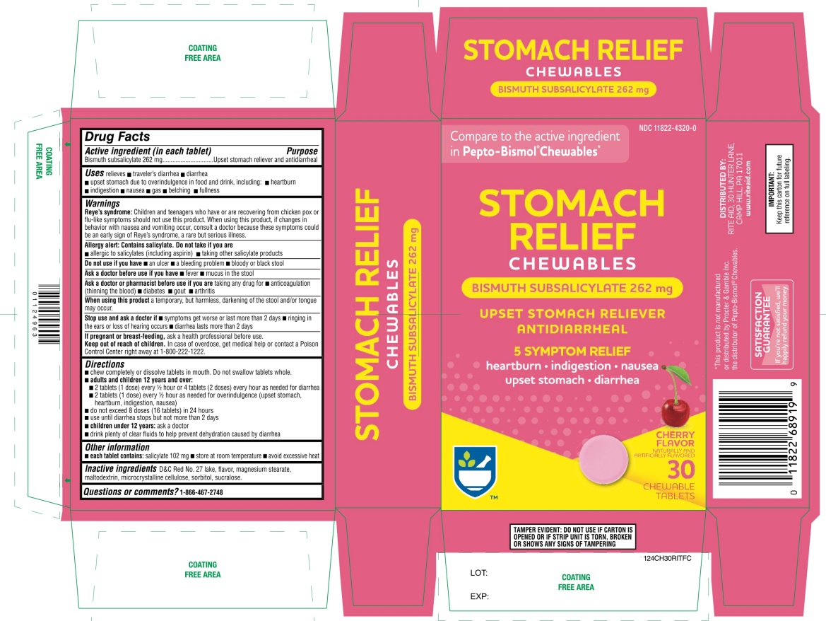Pill image for Rite Aid Stomach Relief Bismuth Subsalicylate 262 Mg 30 Chewable Tablets