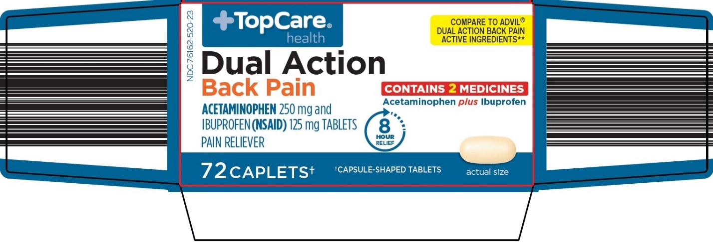 Pill image for Topco Associates Llc. Dual Action Back Pain Drug Facts