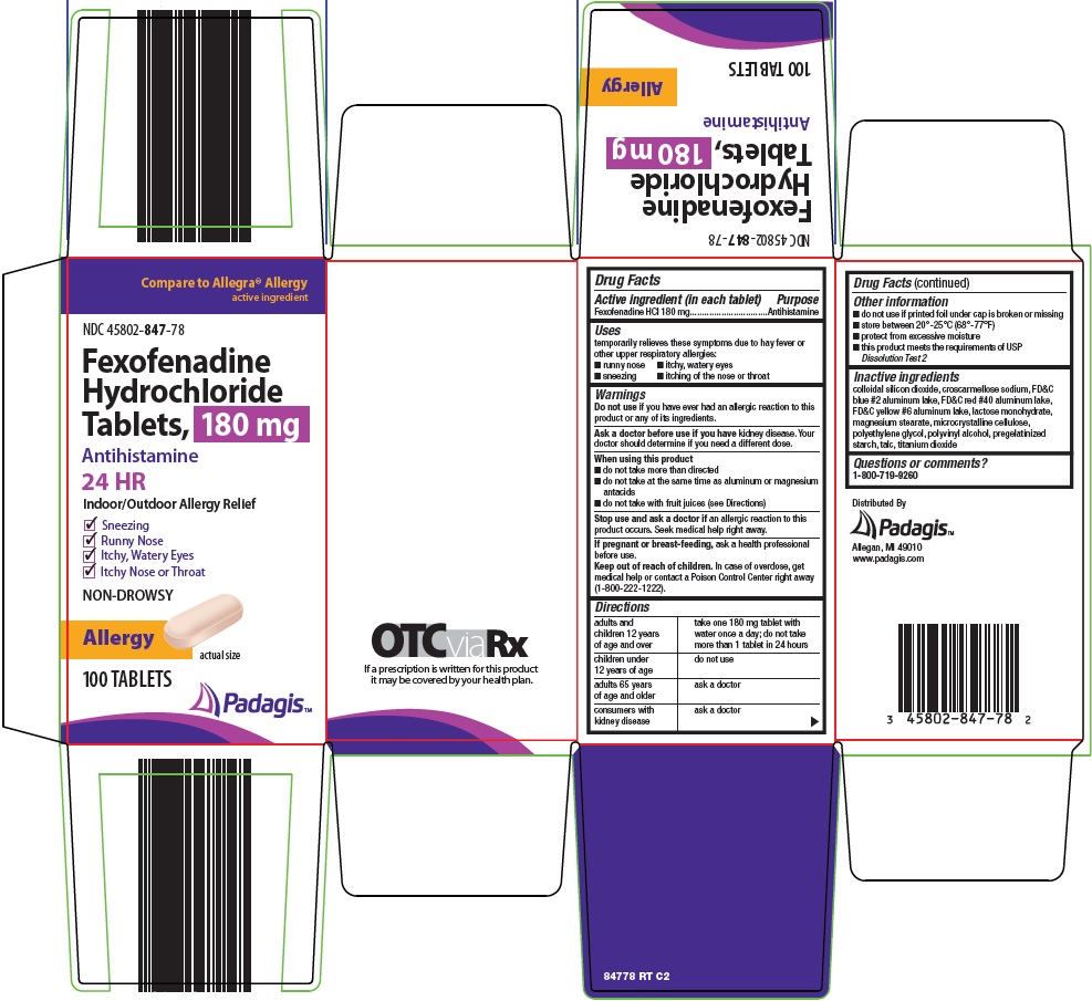 Pill image for Fexofenadine Hydrochloride Tablets, 180 Mg Drug Facts