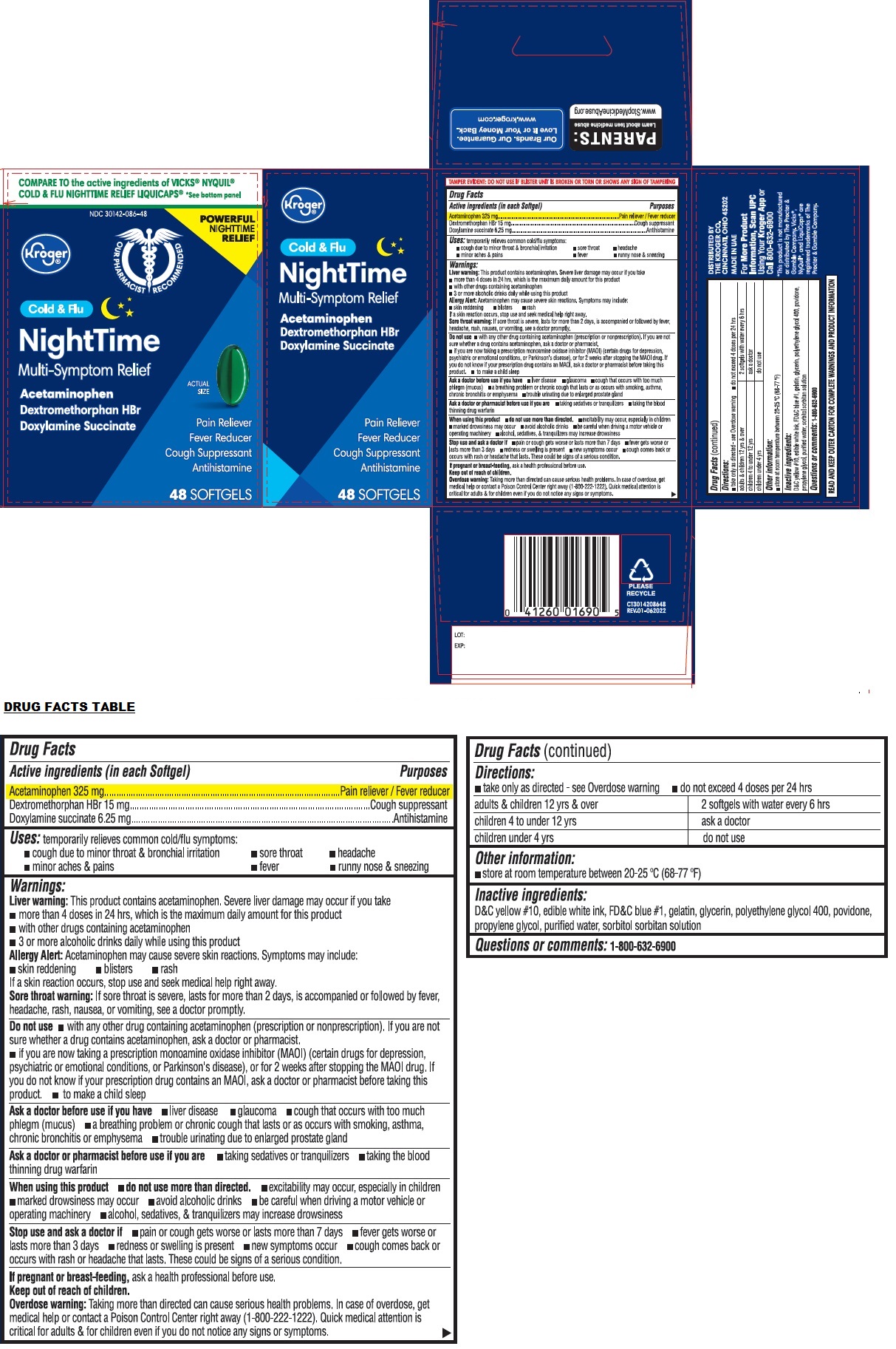 Pill image for Kroger Nighttime Cold And Flu Softgel