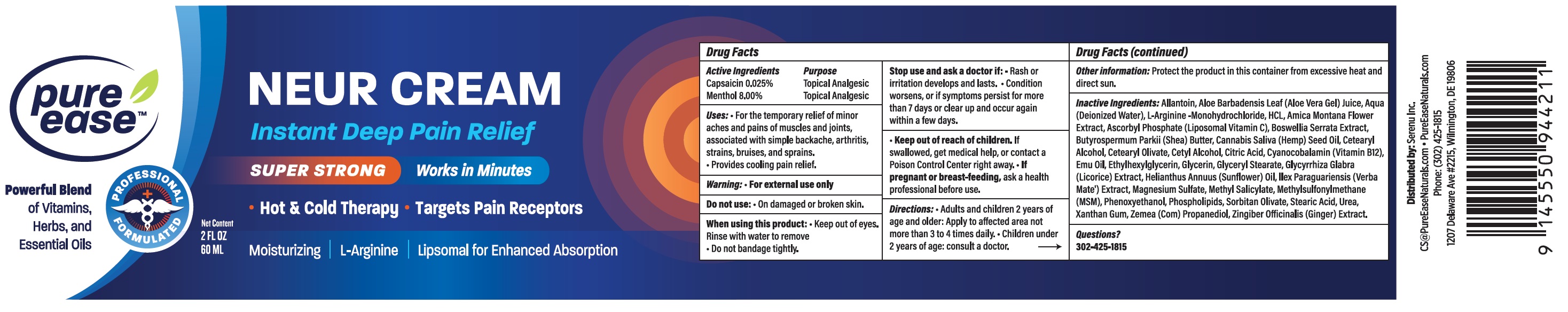 Pill image for Pure Ease Neur Cream Lnstant Deep Pain Relief