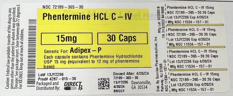 Pill image for Phentermine Hcl C-iv