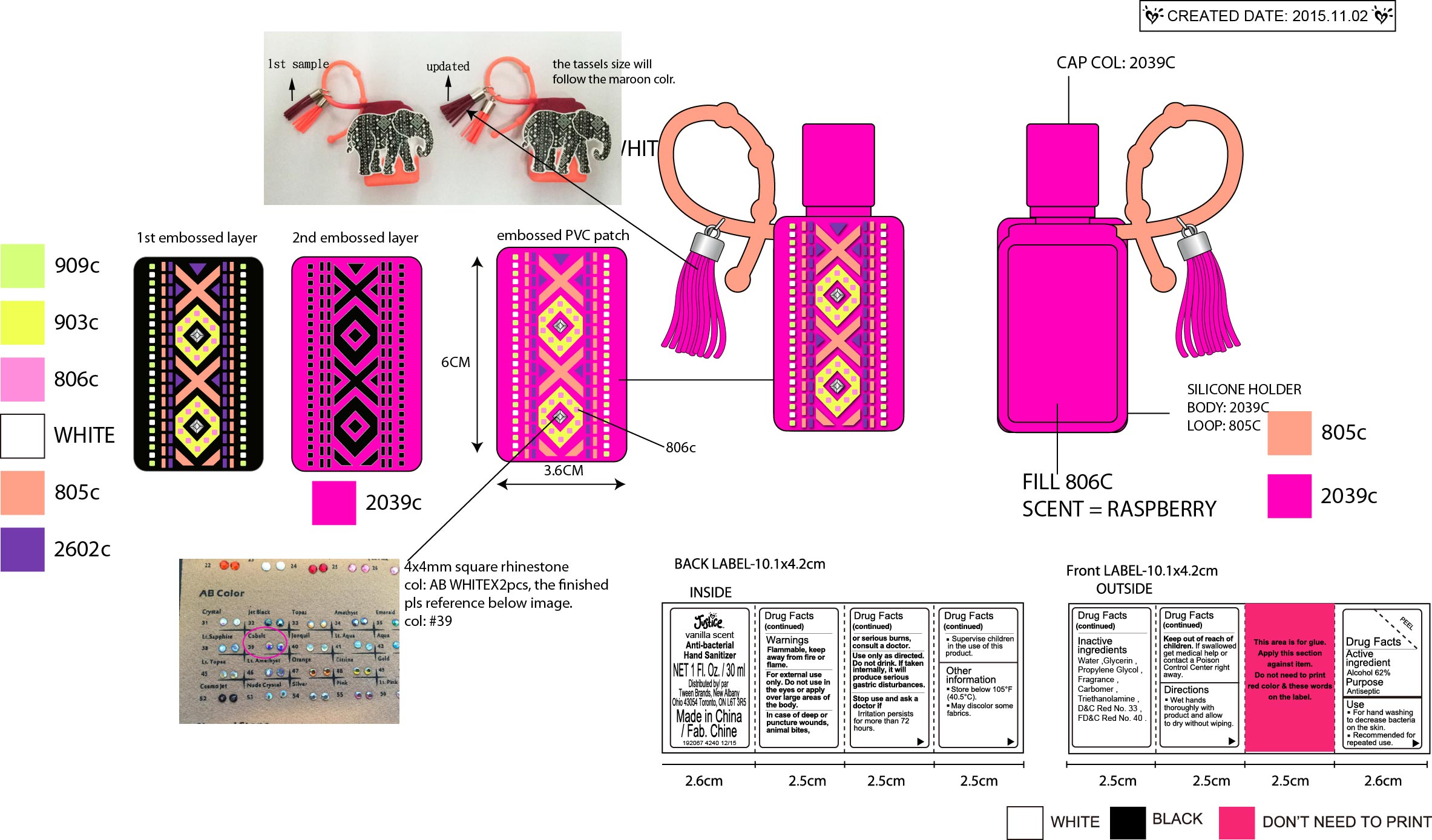 Pill image for Justice Rhinestone Raspberry Scent Anti-bacterial Hand Sanitizer