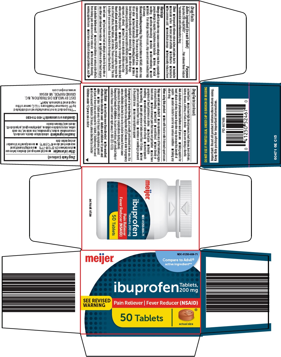 Pill image for Meijer Distribution, Inc. Ibuprofen Tablets, 200 Mg Drug Facts