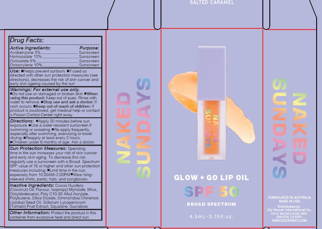 Pill image for Naked Sundays Glow + Go Lip Oil Spf50 Broad Spectrum Caramel